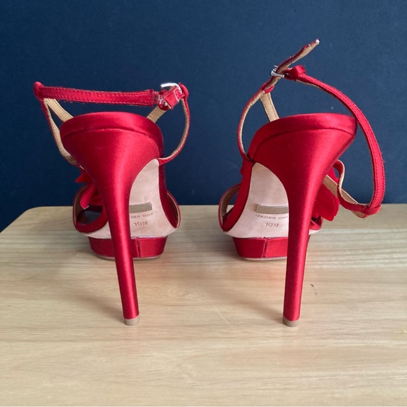 Badgley Mischka “Randee” Red Satin Stiletto Heel Shoe - Picture 6 of 9